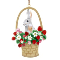 Strawberries Bunny in a Basket Wooden Easter Decoration