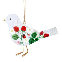 Gisela Graham Strawberry Bird Decoration