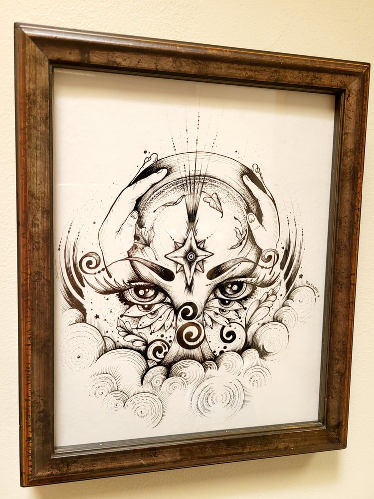 Image of Cosmic Eye Contact drawing (framed)