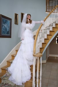 Image 1 of 1970s Tiered Lace Wedding Dress