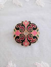 1980s Vintage Historical Style Round Enamelled Brooch