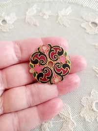 Image 2 of 1980s Vintage Historical Style Round Enamelled Brooch