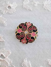 Image 1 of 1980s Vintage Historical Style Round Enamelled Brooch