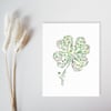 Four Leaf Clover Card, St Patricks Day Card, Saint Patricks Day Gift, Shamrock Card