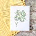 Four Leaf Clover Card, St Patricks Day Card, Saint Patricks Day Gift, Shamrock Card