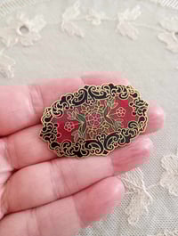 Image 2 of 1980s Vintage Historical Style Oblong Enamelled Brooch