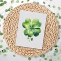 Shamrock Card, Four Leaf Clover Card, St Patricks Day Card, Handmade Greeting Card