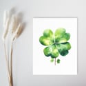 Shamrock Card, Four Leaf Clover Card, St Patricks Day Card, Handmade Greeting Card