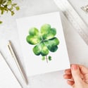 Shamrock Card, Four Leaf Clover Card, St Patricks Day Card, Handmade Greeting Card