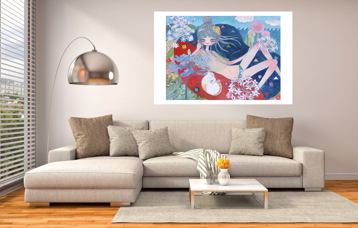 Aya Takano - Flowers, Enraptured, Cat, Fine Art Giclee Print