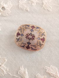 Image 1 of 1980s Vintage Elizabethan Style Enamelled Brooch