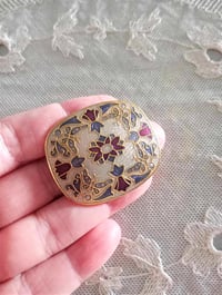 Image 2 of 1980s Vintage Elizabethan Style Enamelled Brooch