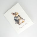 Watercolor Easter Bunny Greeting Card, Happy Easter Card With Rabbit, Cute Easter Card