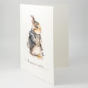 Watercolor Easter Bunny Greeting Card, Happy Easter Card With Rabbit, Cute Easter Card