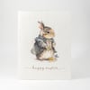 Watercolor Easter Bunny Greeting Card, Happy Easter Card With Rabbit, Cute Easter Card