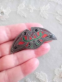 Image 2 of 1980s Vintage Celtic Birds Enamelled Brooch