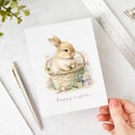 Handmade Easter Greeting Card with Watercolor Bunny Illustration, Easter Card Set, Easter Greeting