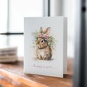 Happy Easter Card With Bunny, Easter Card Watercolor, Cute Easter Card, Easter Card Set