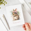 Happy Easter Card With Bunny, Easter Card Watercolor, Cute Easter Card, Easter Card Set