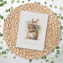 Happy Easter Card With Bunny, Easter Card Watercolor, Cute Easter Card, Easter Card Set