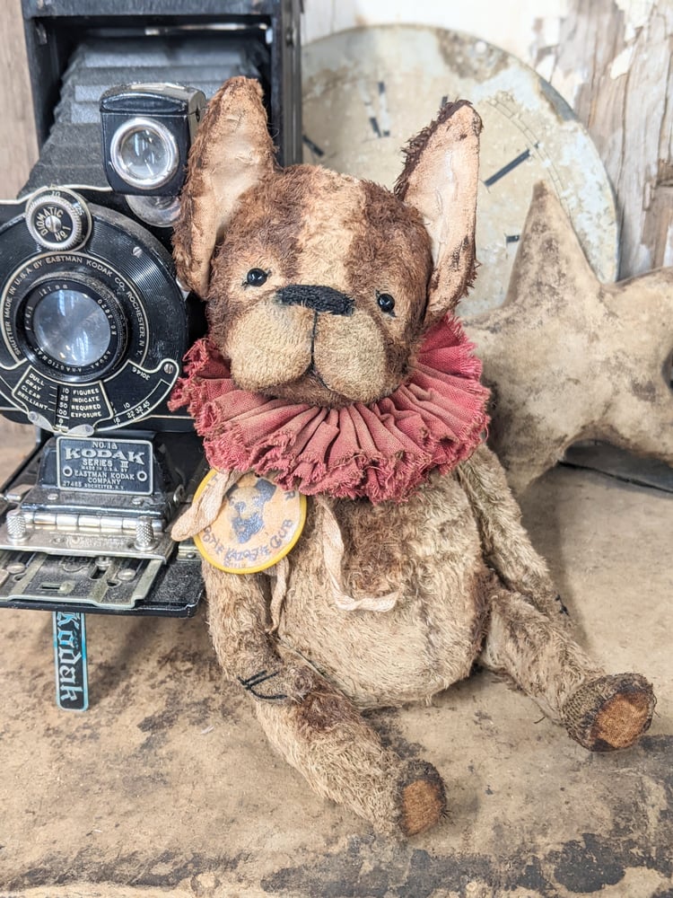 Image of French Bulldog ~ 8.5" size - Old Vintage Style Fat Brindle Frenchie by  Whendi's Bears.