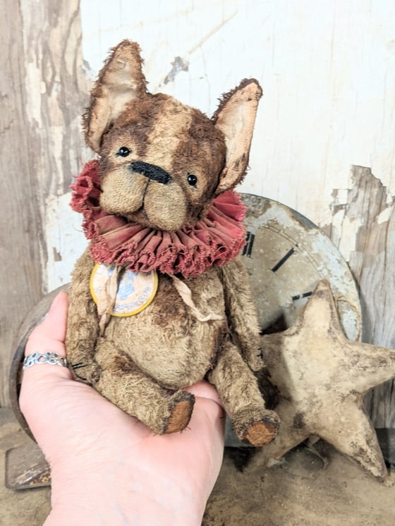 Image of French Bulldog ~ 8.5" size - Old Vintage Style Fat Brindle Frenchie by  Whendi's Bears.