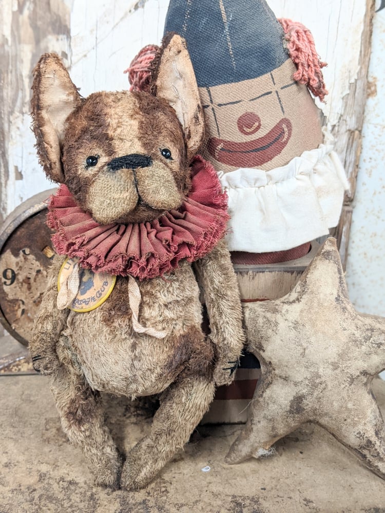 Image of French Bulldog ~ 8.5" size - Old Vintage Style Fat Brindle Frenchie by  Whendi's Bears.