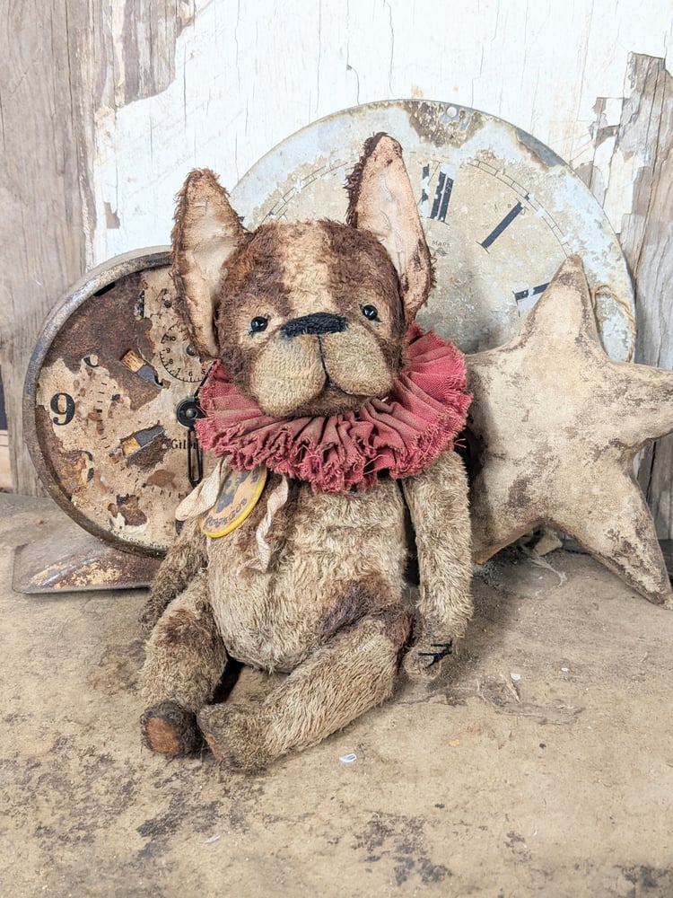 Image of French Bulldog ~ 8.5" size - Old Vintage Style Fat Brindle Frenchie by  Whendi's Bears.
