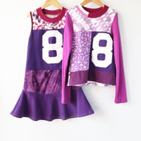 Image 3 of purple plum amethyst 8/10 8 eight eighth 8th bday birthday long sleeve party tunic top shirt