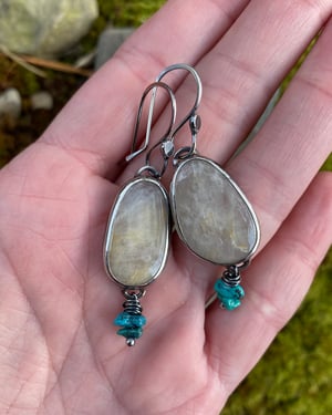 Image of Quartz, Turquoise & Sterling Silver Earrings 