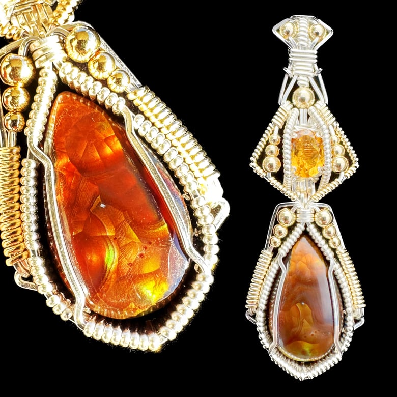 Image of Fire Agate and Citrine Pendant