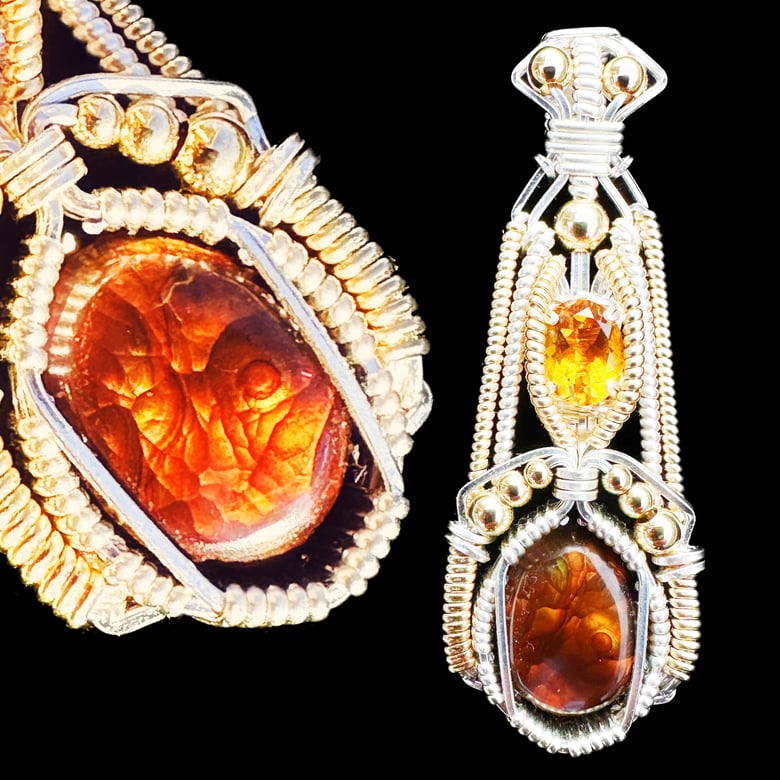 Image of Fire Agate and Citrine Pendant (Smaller)