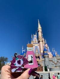 Image 3 of LAST ONE - Purple Cat with Poison Bottle Fantasy Pin