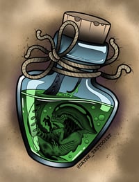 A3 Neotraditional Bottled Alien Tattoo Print