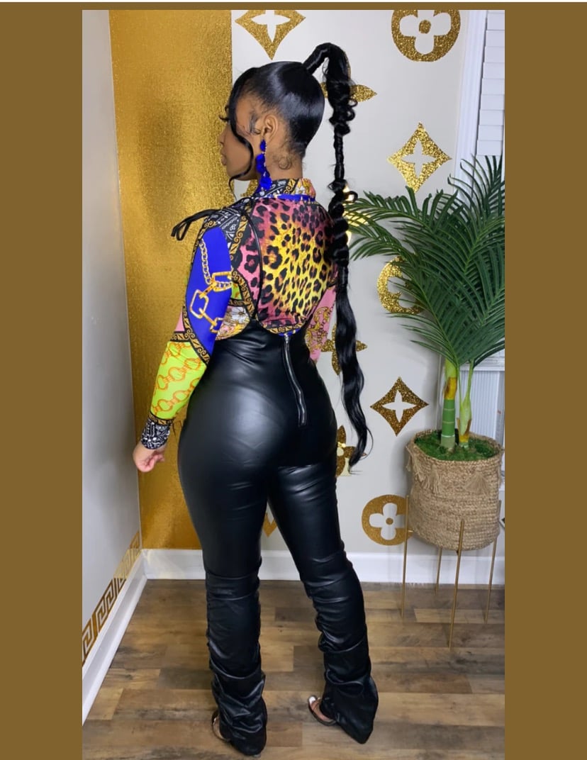 Image of Pu Leather Jumpsuit