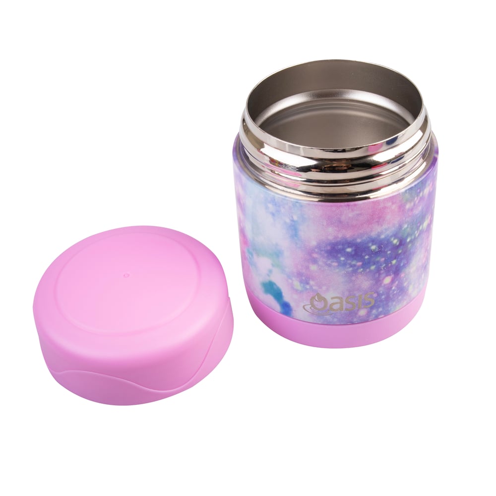 Oasis Stainless Steel Double Wall Insulated Kids Food Flask 300ml Pink Galaxy