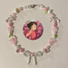 chihiro's floral pink bow necklace