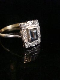Image 1 of Edwardian 18ct yellow gold old cut diamond natural sapphire ring