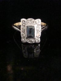 Image 2 of Edwardian 18ct yellow gold old cut diamond natural sapphire ring