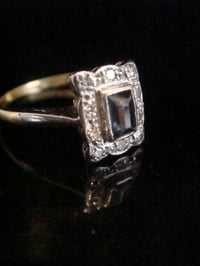 Image 3 of Edwardian 18ct yellow gold old cut diamond natural sapphire ring