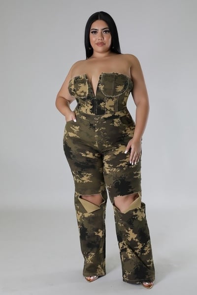 Image of 3PACK PLUS SIZE CAMO Stretch jumpsuit