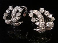 Image 1 of ART DECO EDWARDIAN 18CT WHITE GOLD 4.00CT OLD CUT DIAMOND EARRINGS