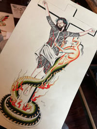Jesus being tattooed by satan Print 