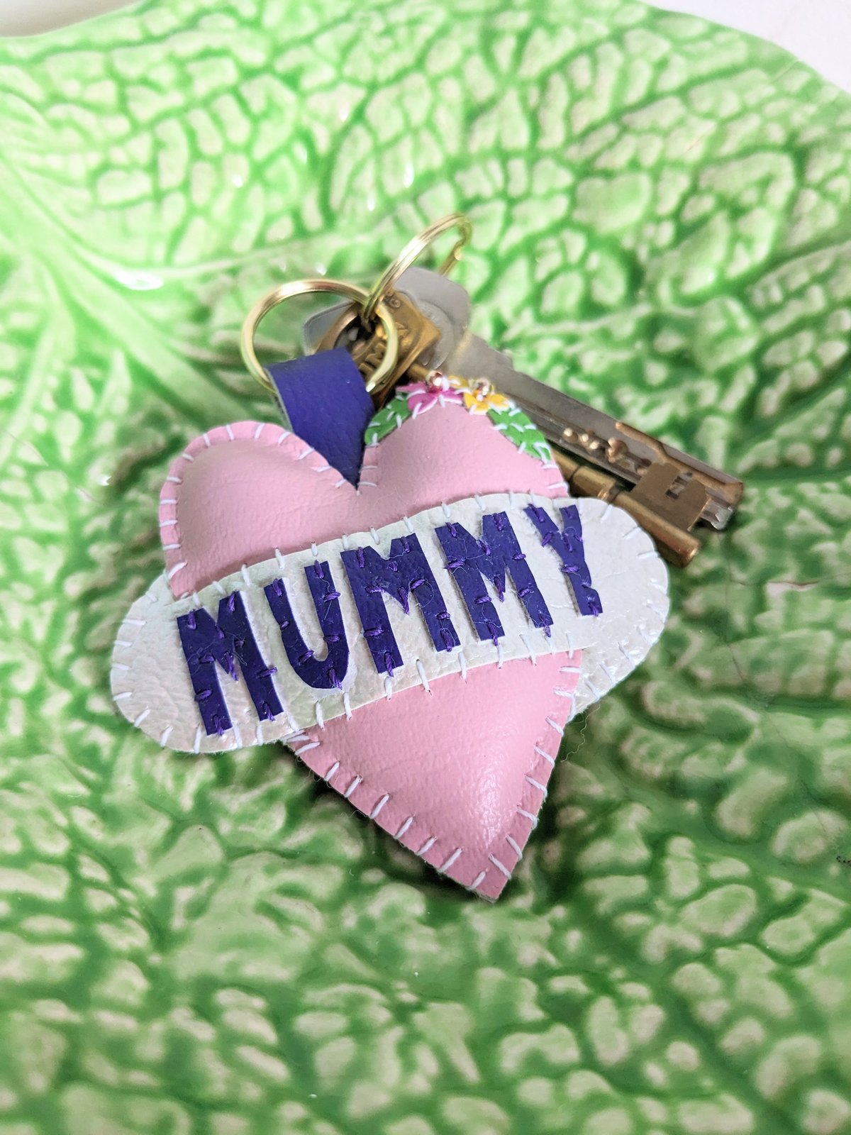 Image of Pink Personalised Heart Keyring