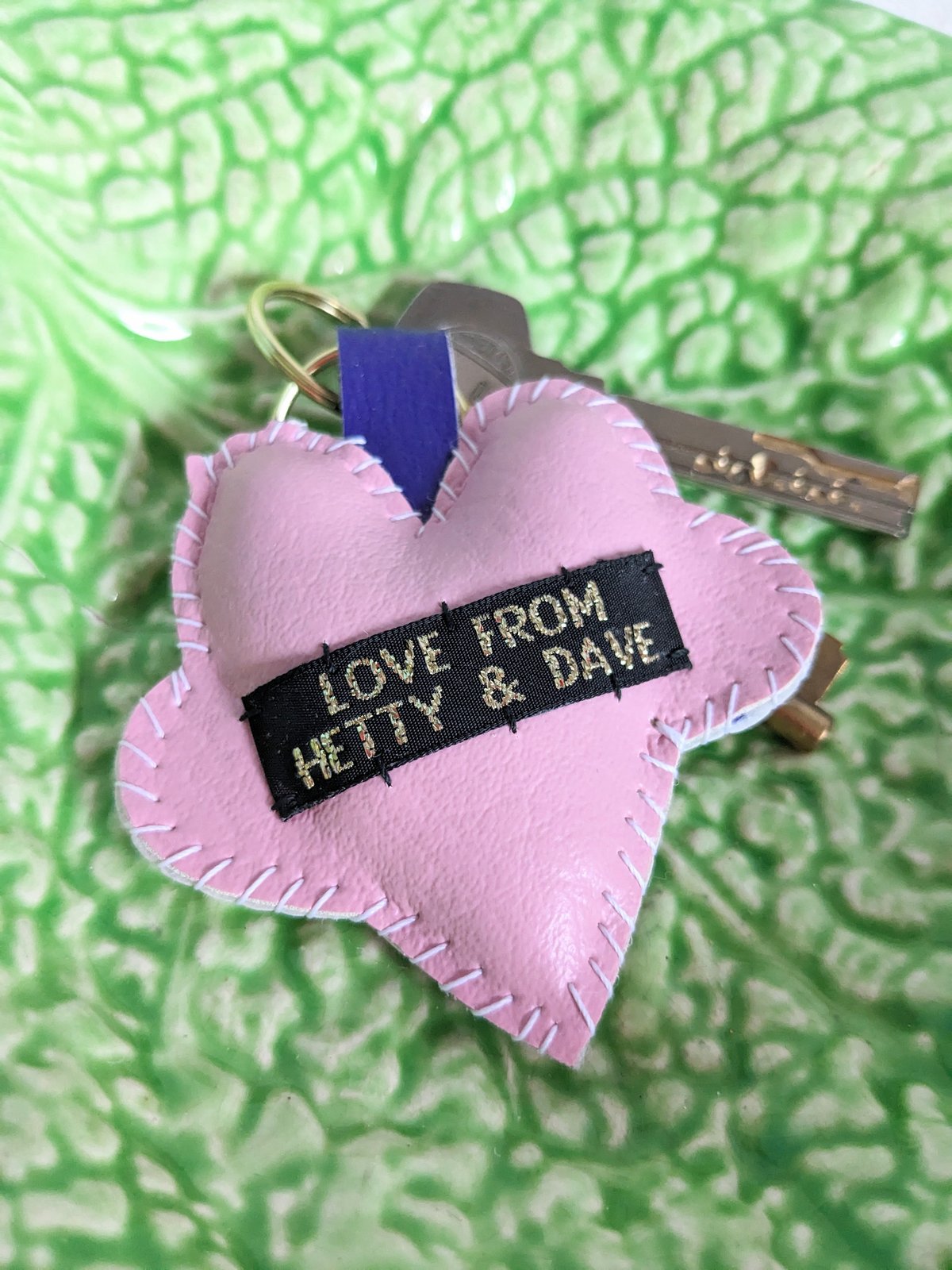Image of Pink Personalised Heart Keyring