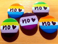 Image 2 of LGBTQ+ Aroace "No ♥" 1.75 Inch Pin Button