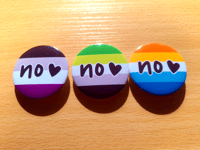 Image 3 of LGBTQ+ Aroace "No ♥" 1.75 Inch Pin Button