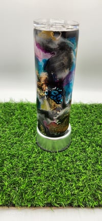 Image 1 of Leopard foils and ink drop swirl tumbler.  