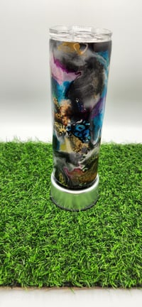 Image 2 of Leopard foils and ink drop swirl tumbler.  