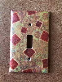 Collaged Switch Plate Single Gang Circles Squares in Brick/Orange/Gold